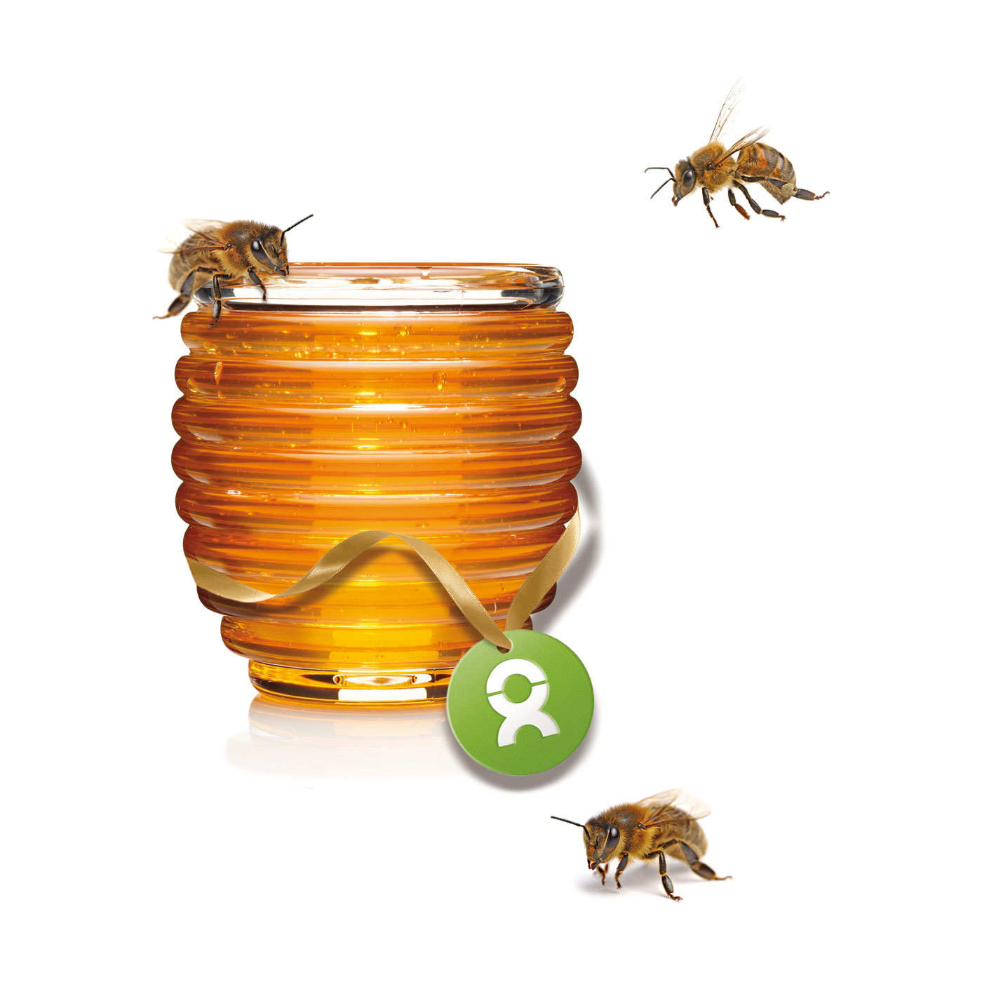 Beispiel Geschenk Spende Honigbienen fliegen um ihren Honig herum